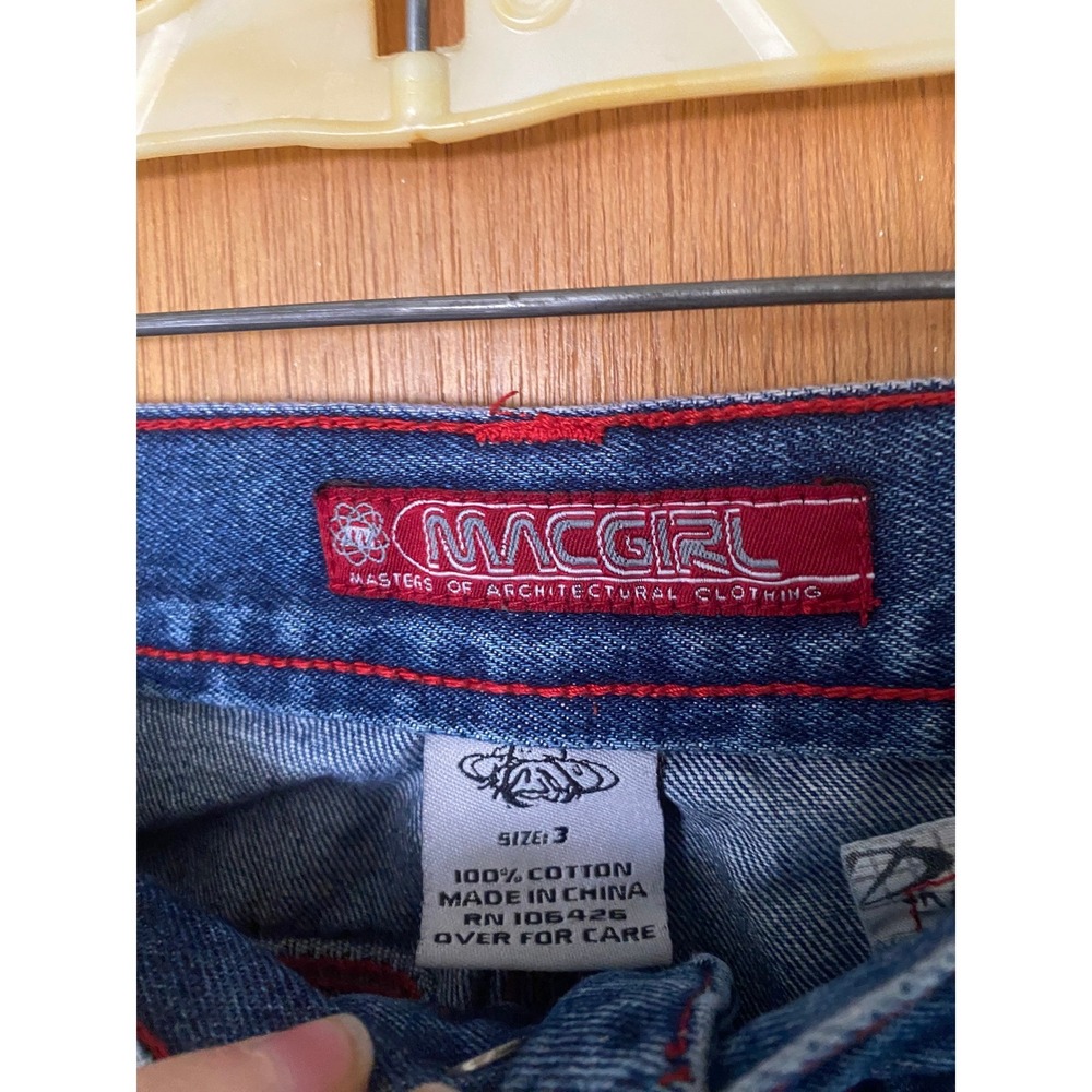 Vintage Y2K Macgirl Wide Leg Blue Contrast Stitching Jeans 3 Egirl Baggy Grunge - Picture 4 of 8